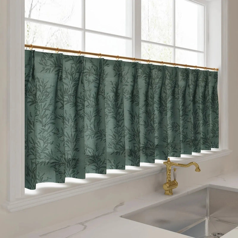 Sara Le Print Linen Pleated Cafe Curtains?-TWOPAGES