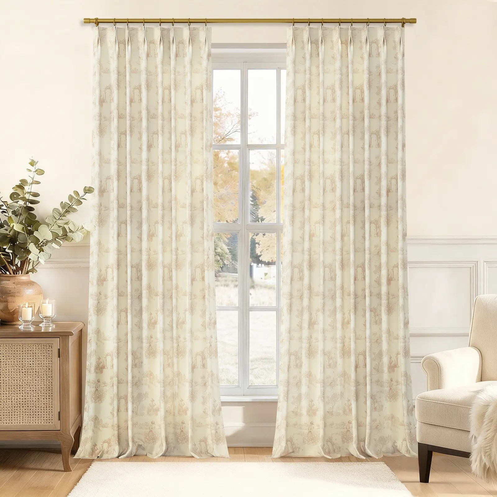 MS. MAVERICK MUSE x TWOPAGES Pastoral Printed Linen Cotton Pleated Curtains