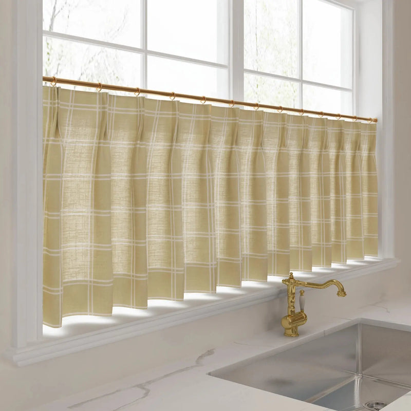 Stefana Silber Print Linen Pleated Cafe Curtains-?-TWOPAGES