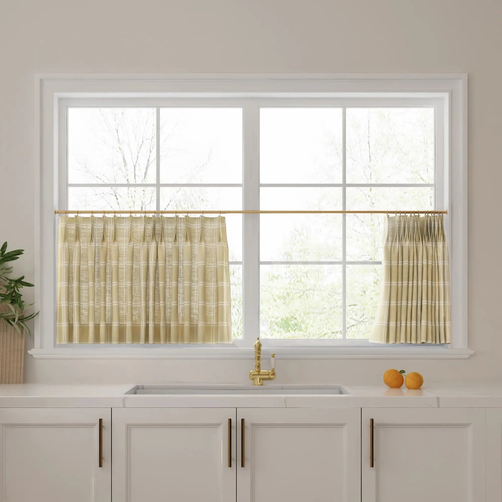 Stefana Silber Print Linen Pleated Cafe Curtains-?-TWOPAGES
