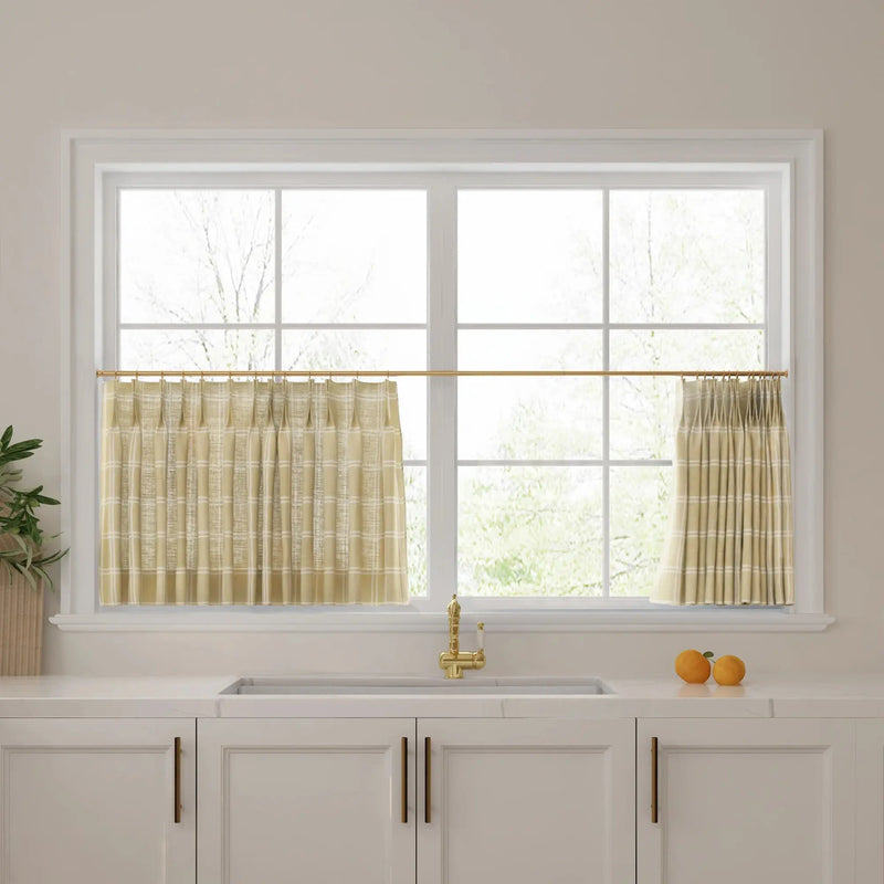 Stefana Silber Print Linen Pleated Cafe Curtains-?-TWOPAGES