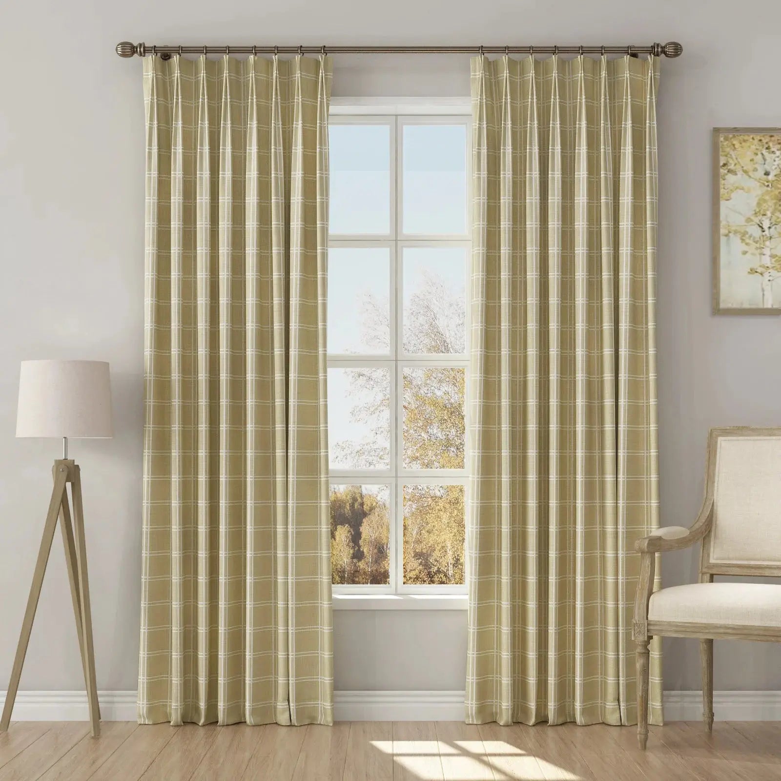 Stefana Silber Print Linen Blend Curtain Drapery Pleated?-TWOPAGES