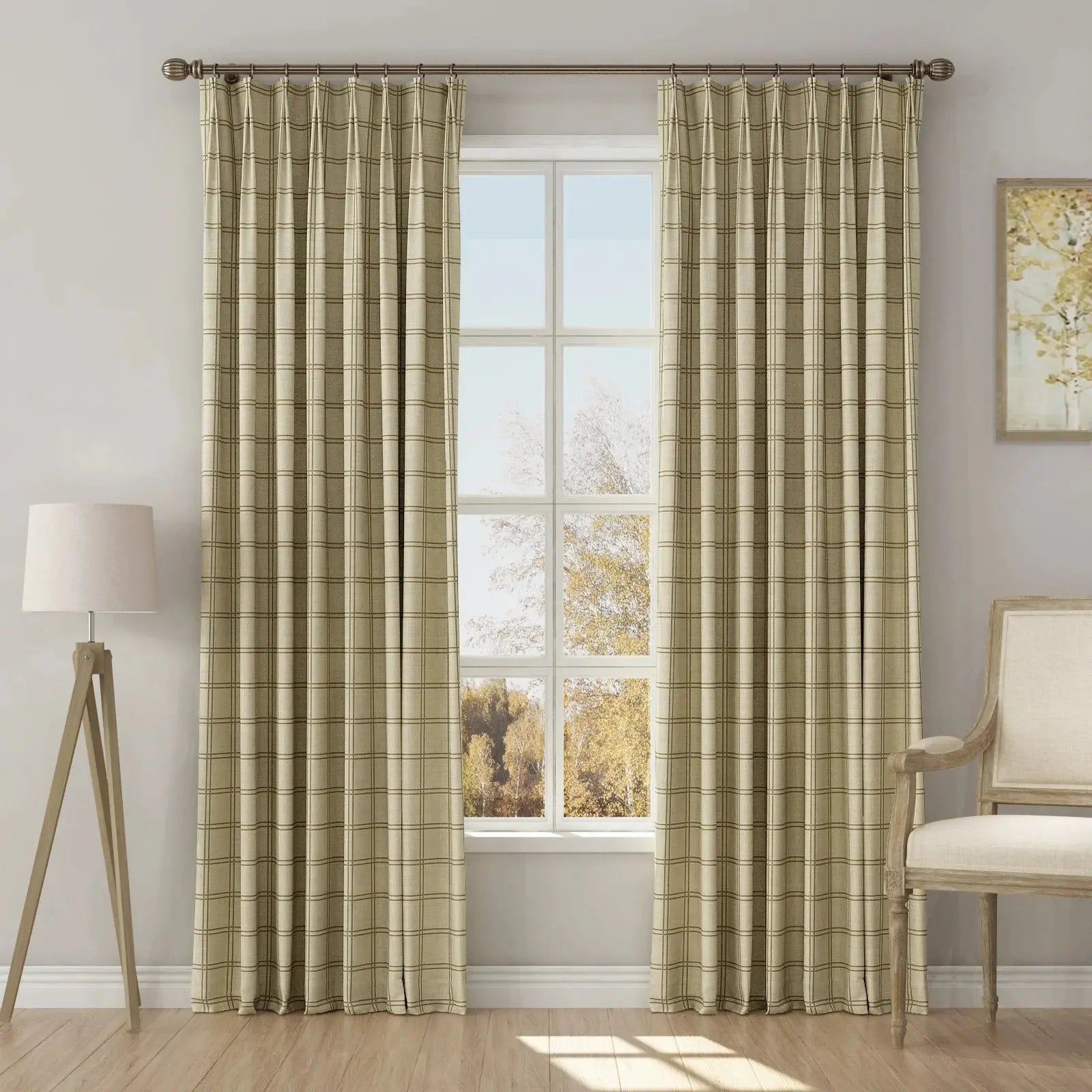 Stefana Silber Print Linen Blend Curtain Drapery Pleated?-TWOPAGES