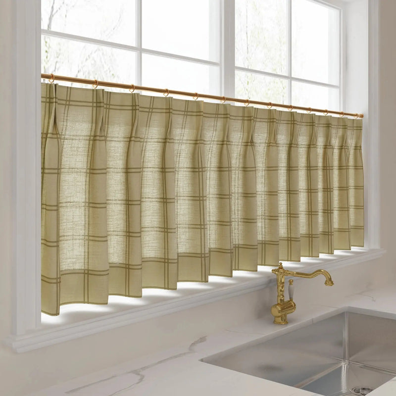 Stefana Silber Print Linen Pleated Cafe Curtains-?-TWOPAGES