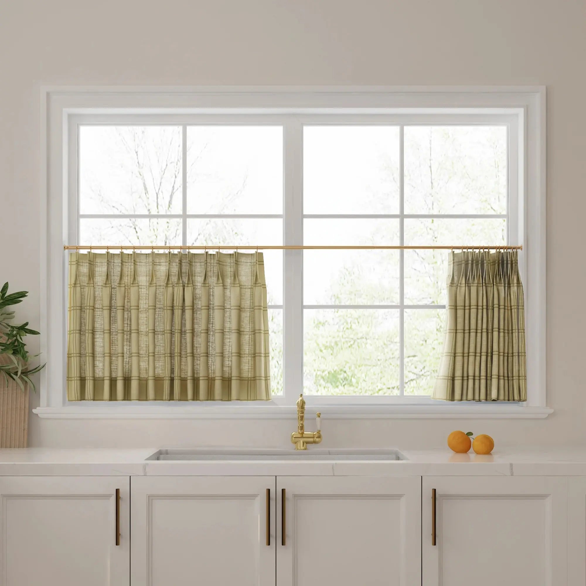 Stefana Silber Print Linen Pleated Cafe Curtains-?-TWOPAGES