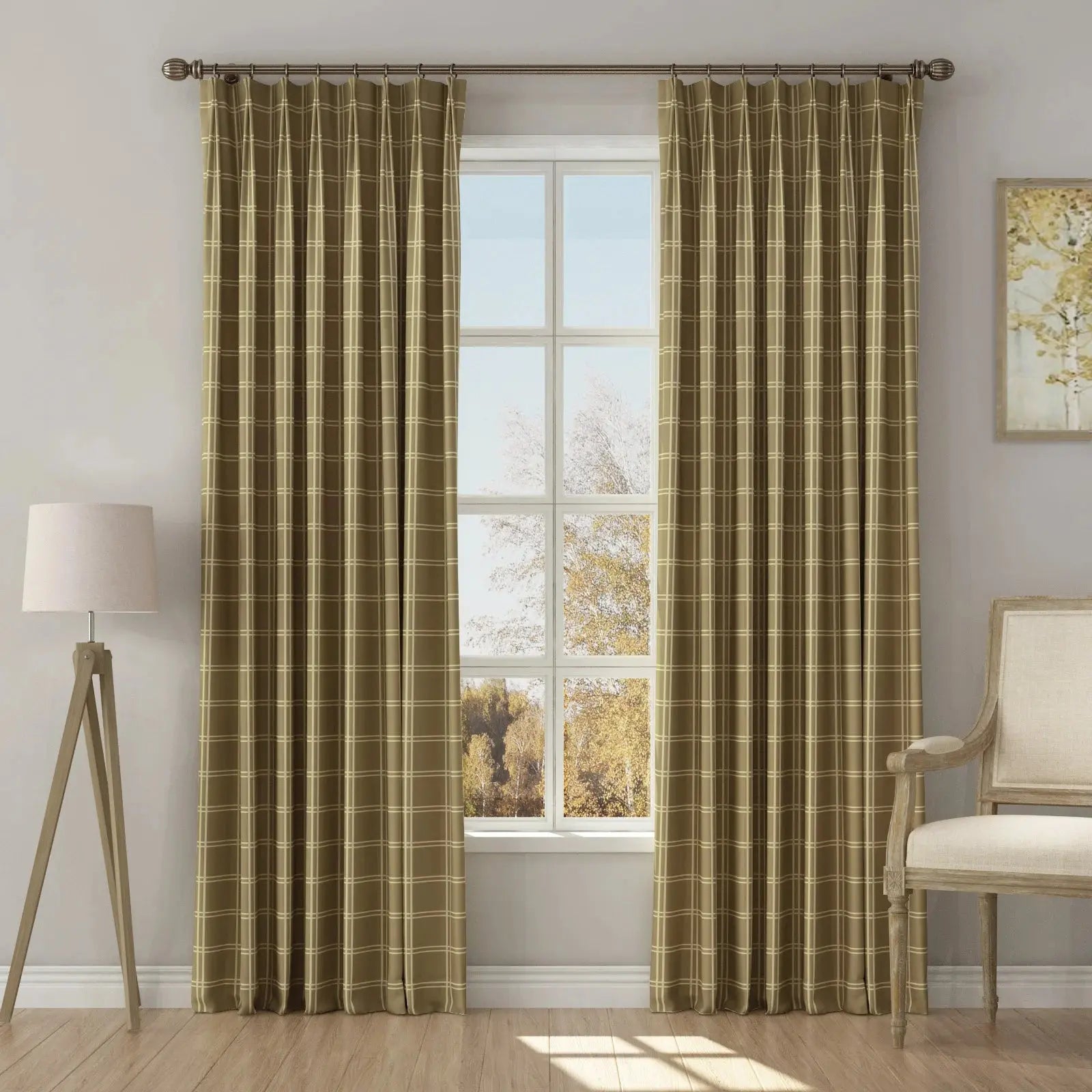 Stefana Silber Print Linen Blend Curtain Drapery Pleated?-TWOPAGES