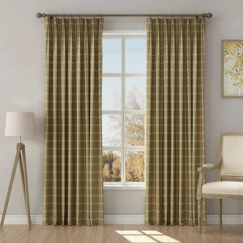 Stefana Silber Print Linen Blend Curtain Drapery Pleated?-TWOPAGES