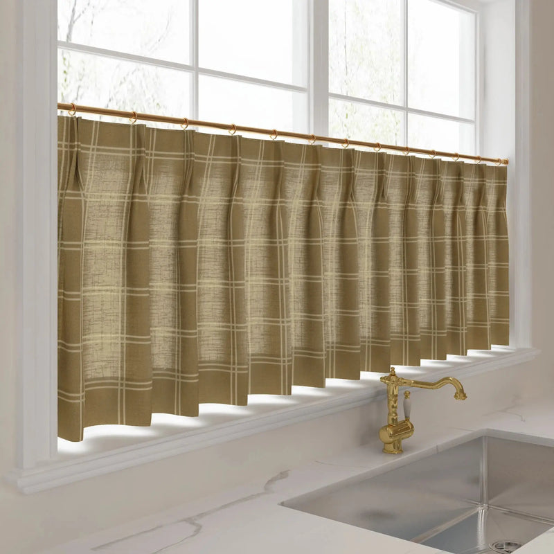 Stefana Silber Print Linen Pleated Cafe Curtains-?-TWOPAGES