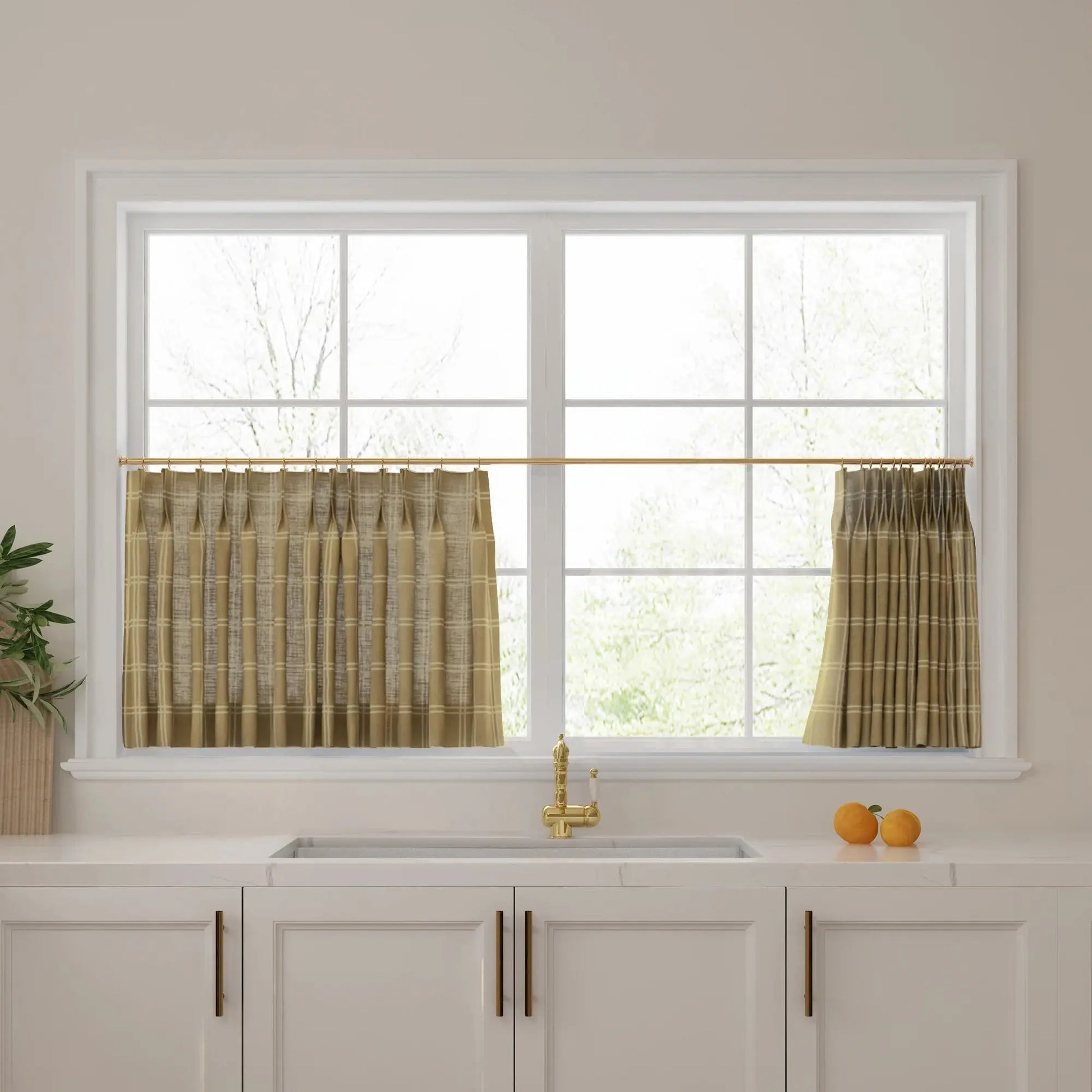Stefana Silber Print Linen Pleated Cafe Curtains-?-TWOPAGES