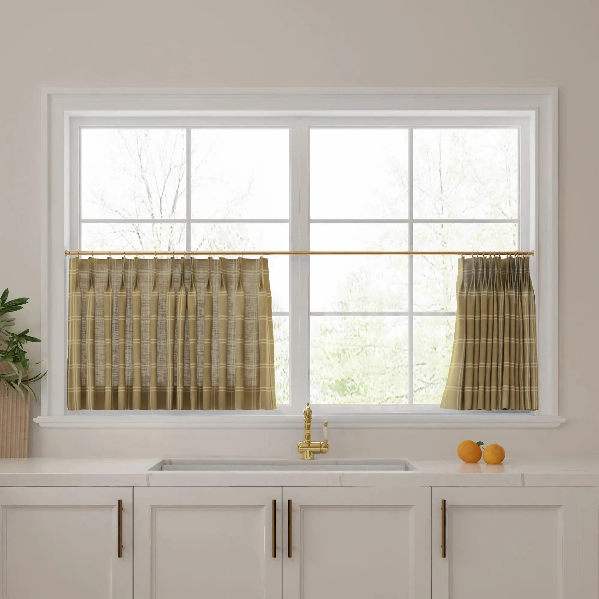 Stefana Silber Print Linen Pleated Cafe Curtains-?-TWOPAGES