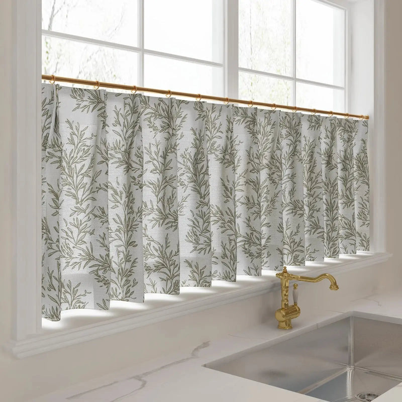 Sara Le Print Linen Pleated Cafe Curtains?-TWOPAGES