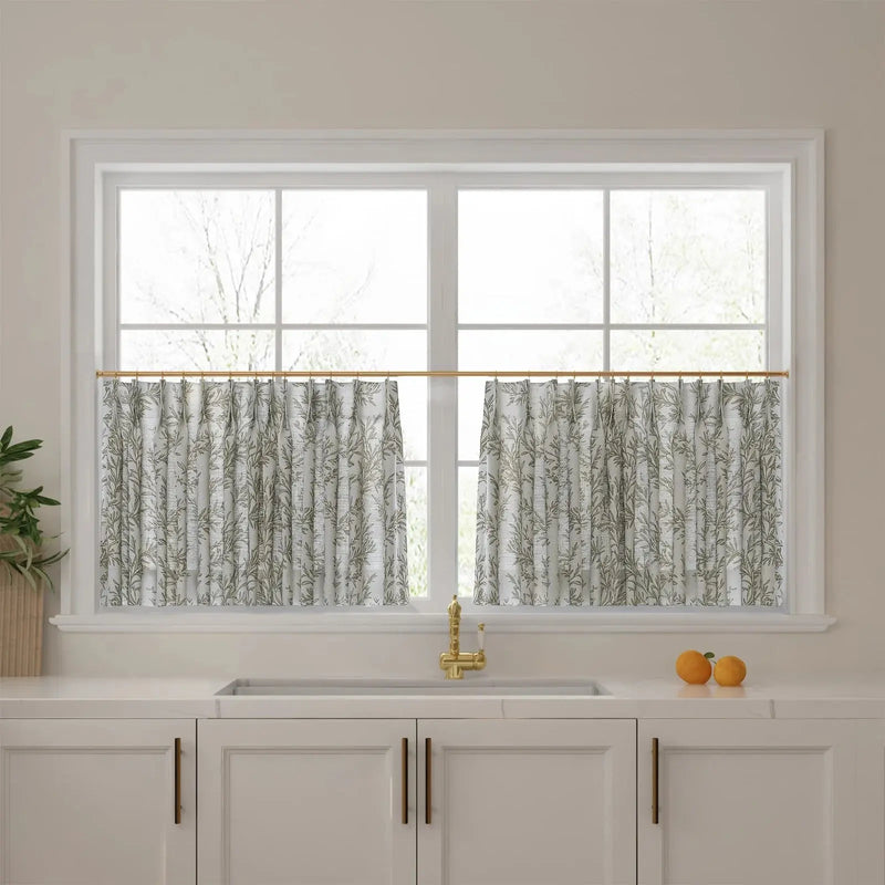 Sara Le Print Linen Pleated Cafe Curtains?-TWOPAGES