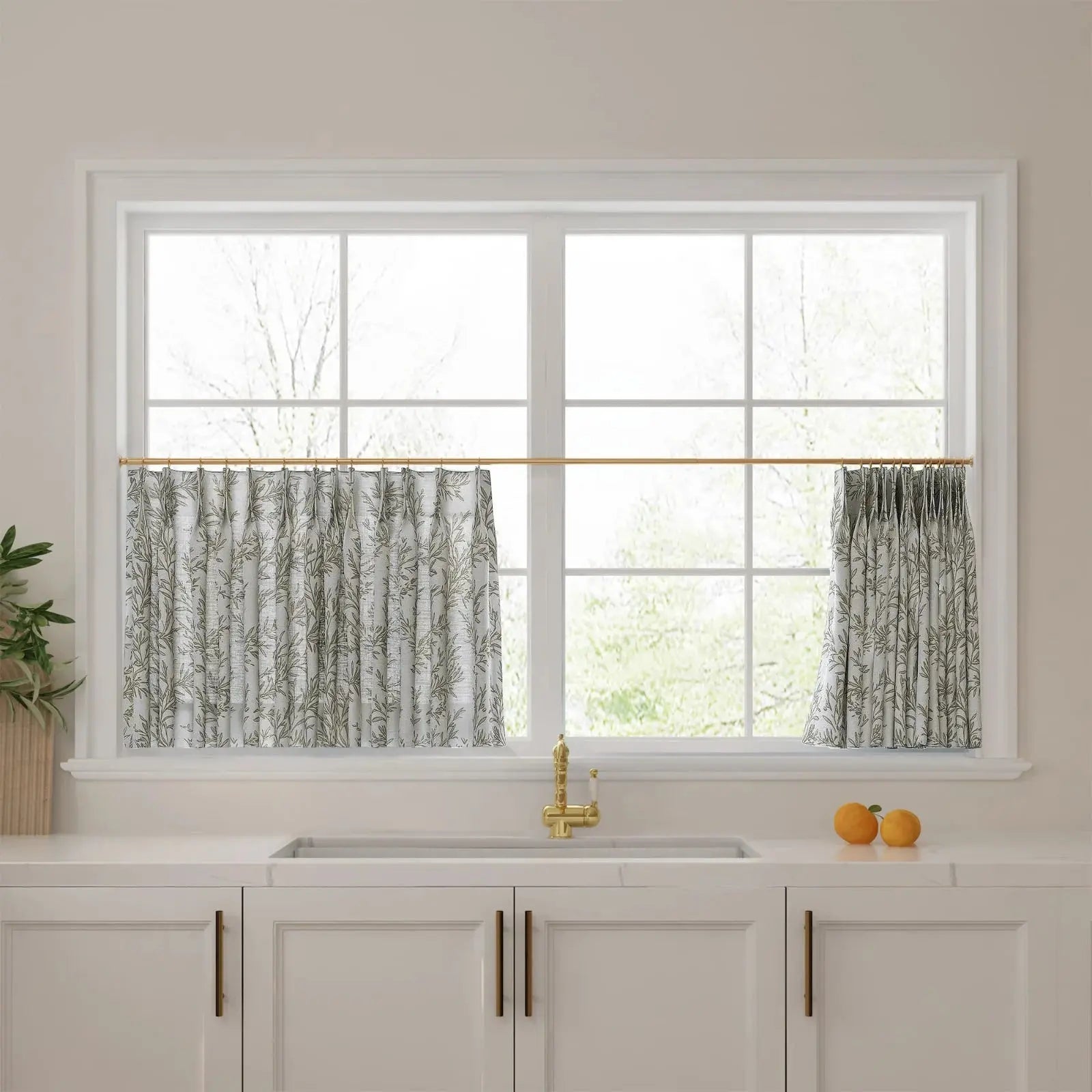 Sara Le Print Linen Pleated Cafe Curtains?-TWOPAGES