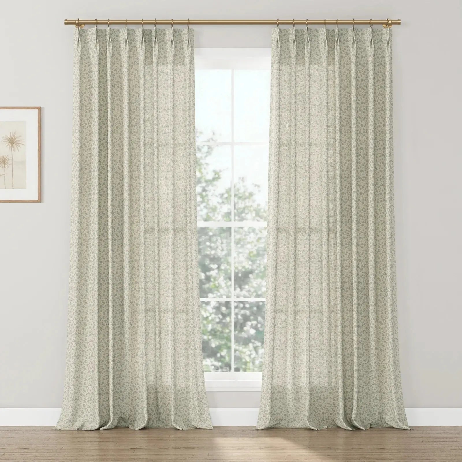 Rebecca Hughes Vintage Print Cotton Drapery Pleated-?-TWOPAGES CURTAINS