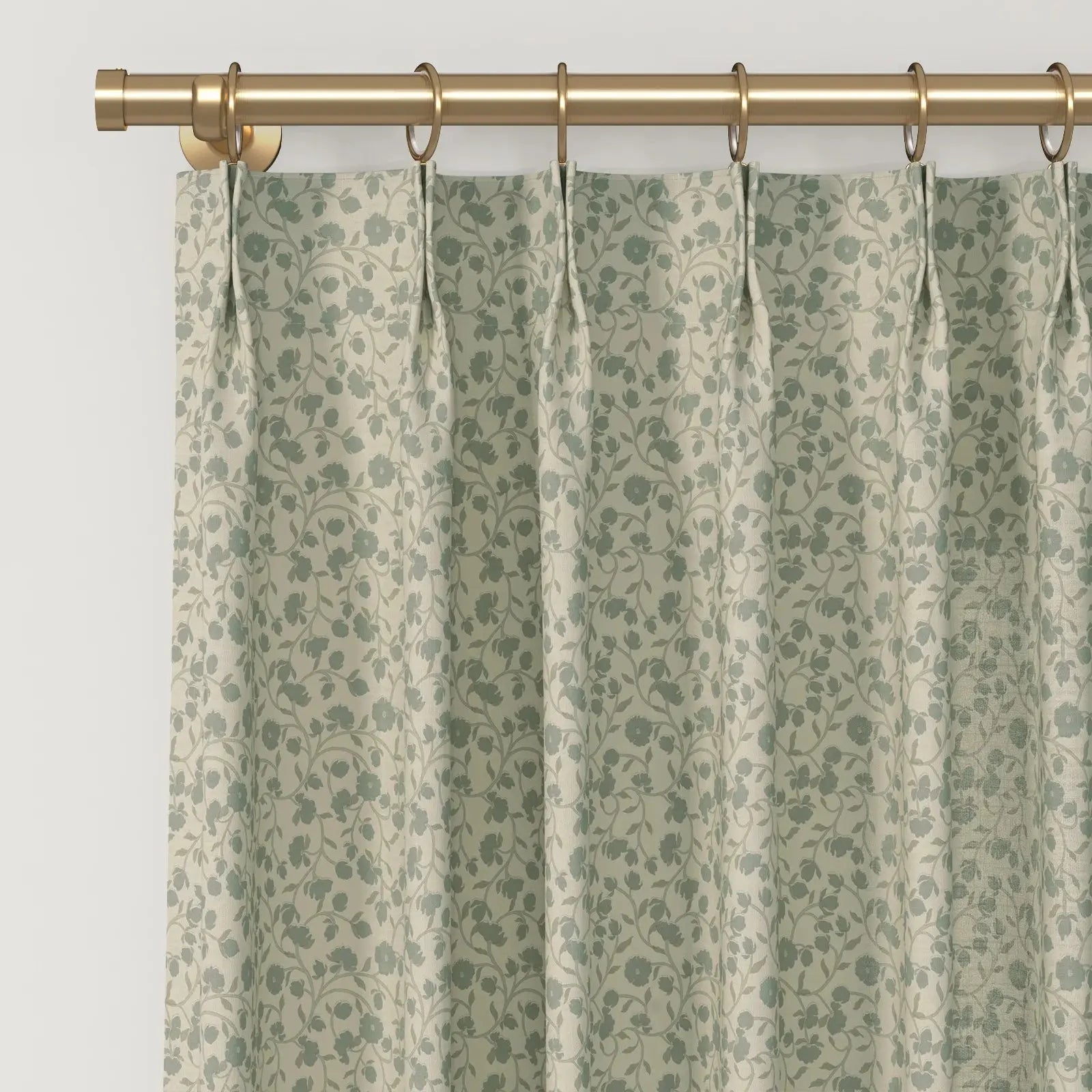 Rebecca Hughes Vintage Print Cotton Drapery Pleated-?-TWOPAGES CURTAINS