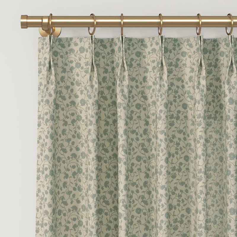 Rebecca Hughes Vintage Print Cotton Drapery Pleated-?-TWOPAGES CURTAINS
