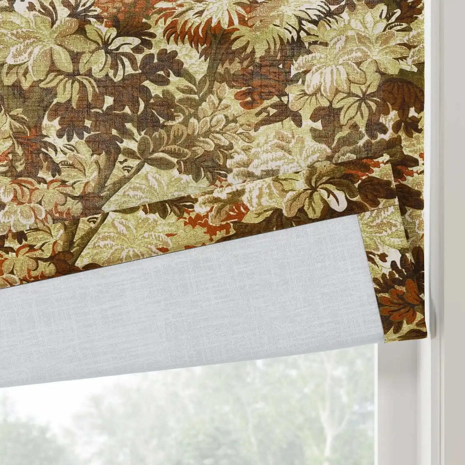 Britt Bengoechea Floral Print Linen Cotton Roman Shade Cordless?-TWOPAGES