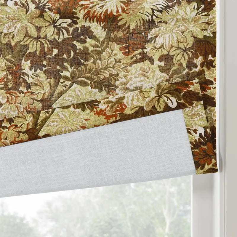 Britt Bengoechea Floral Print Linen Cotton Roman Shade Cordless?-TWOPAGES