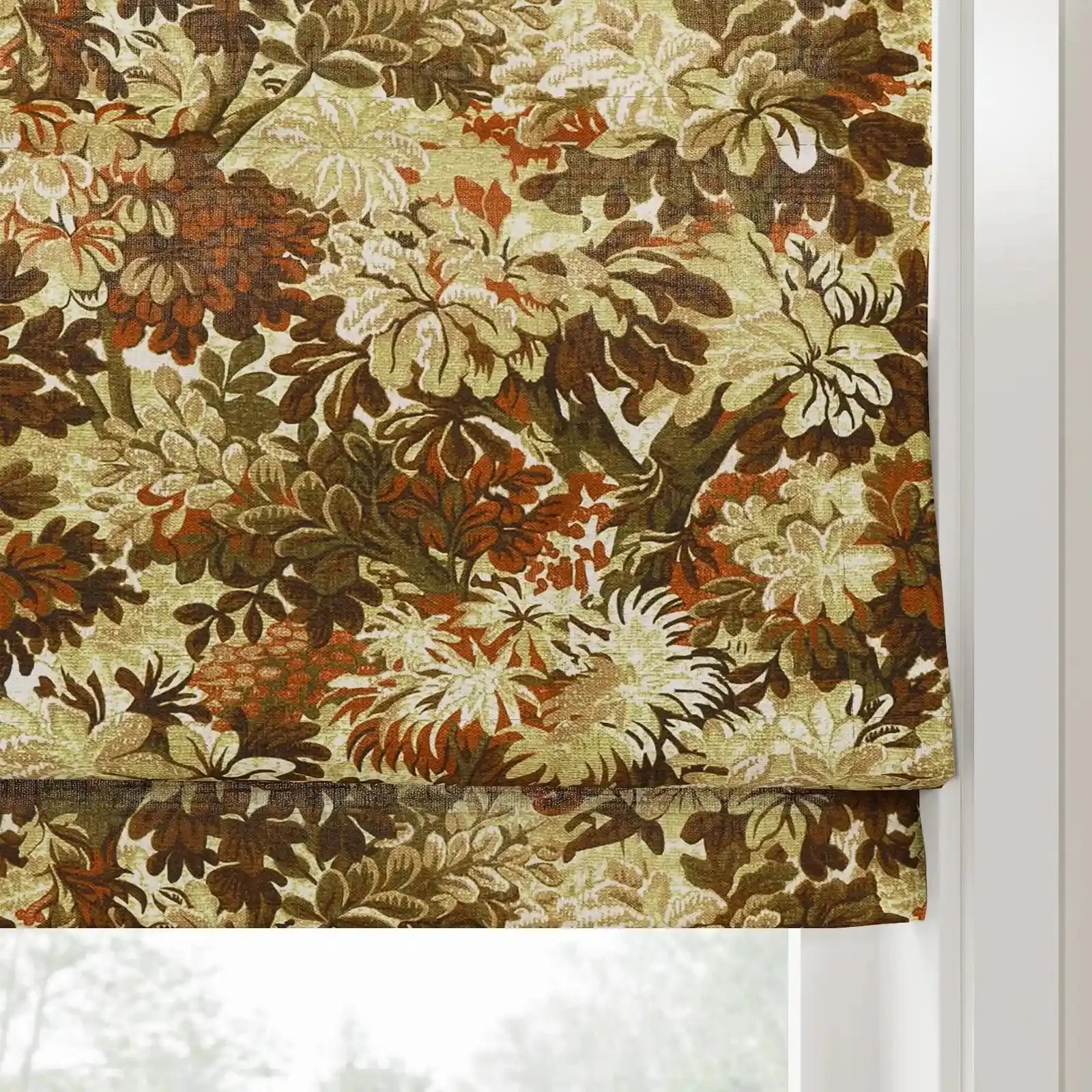 Britt Bengoechea Floral Print Linen Cotton Roman Shade Cordless?-TWOPAGES