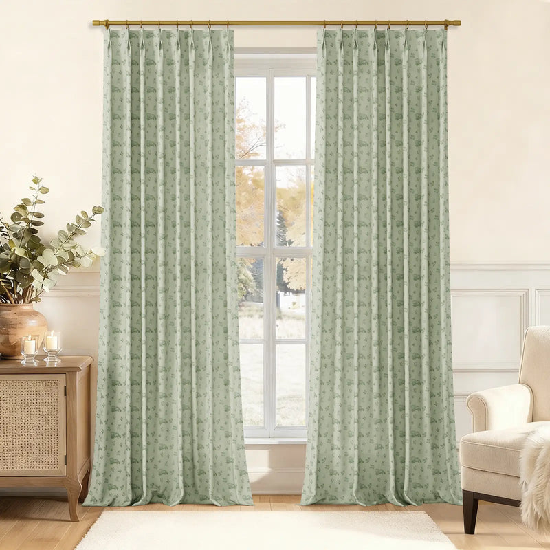 MS. MAVERICK MUSE x TWOPAGES Pastoral Printed Linen Cotton Pleated Curtains