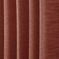 Firebrick Liz linen curtains in a close room detail highlighting the linen texture and colour