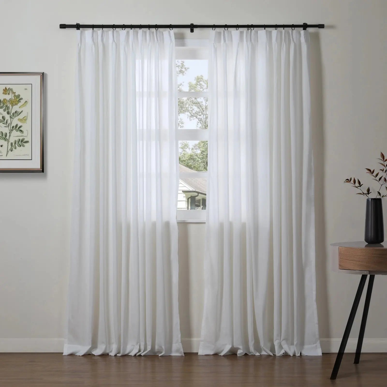 Florida Embossed White Semi Sheer Curtain Pleated?-TWOPAGES