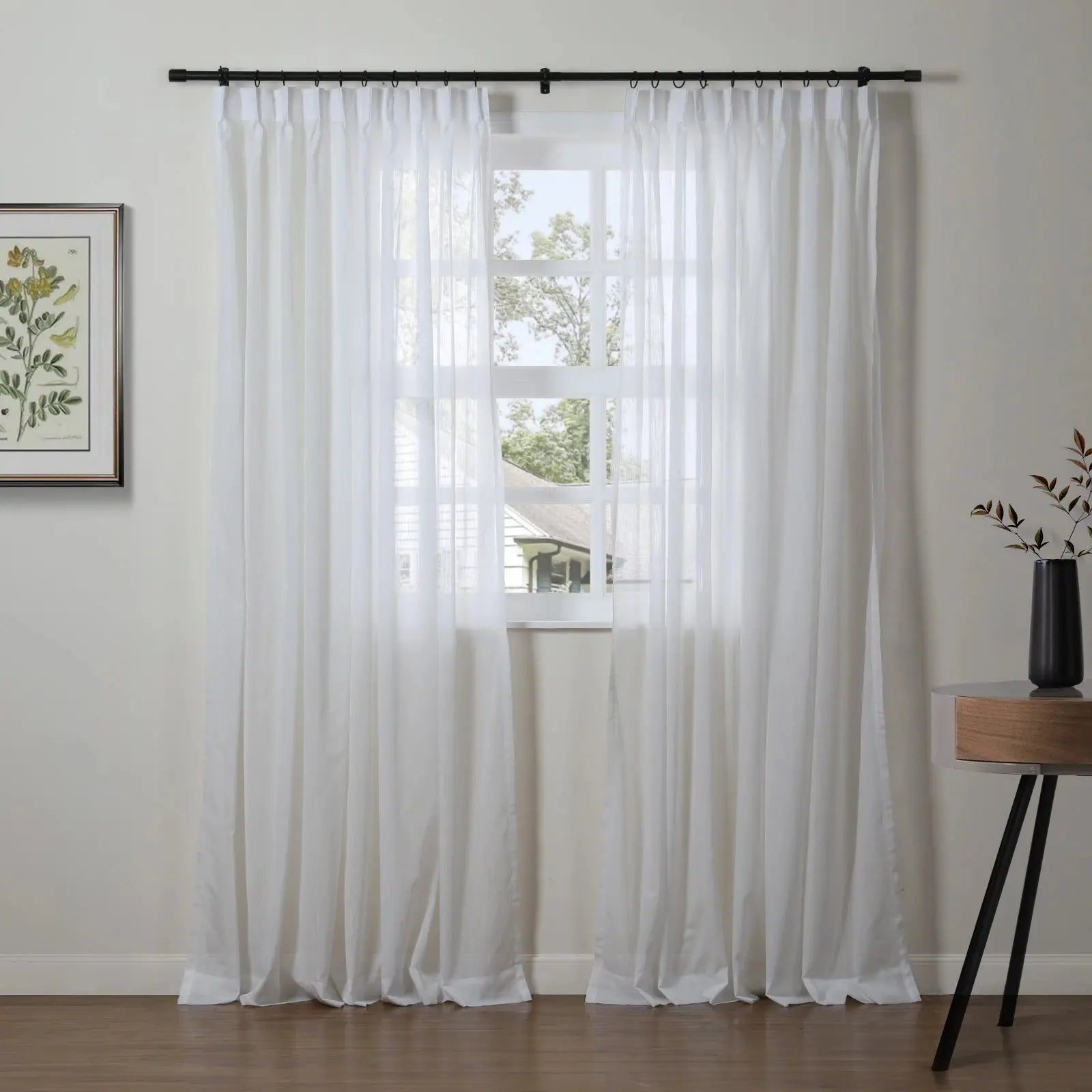 Florida Embossed White Semi Sheer Curtain Pleated?-TWOPAGES