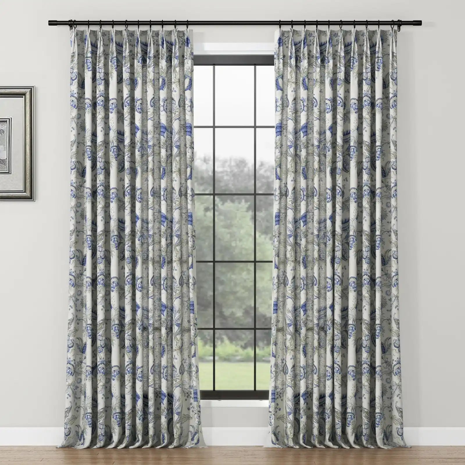 Holly Floral Pattern Boho Style Curtain Pleated TWOPAGES