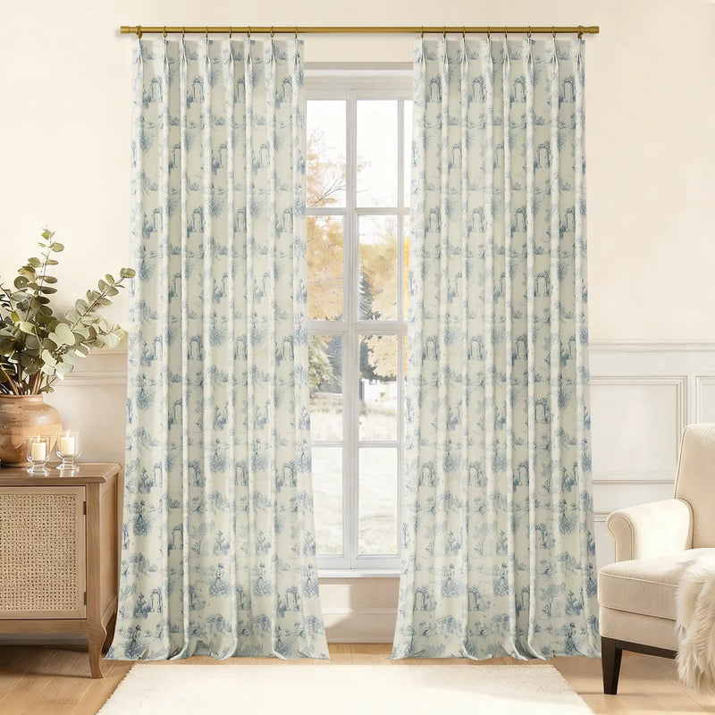 MS. MAVERICK MUSE x TWOPAGES Pastoral Printed Linen Cotton Pleated Curtains