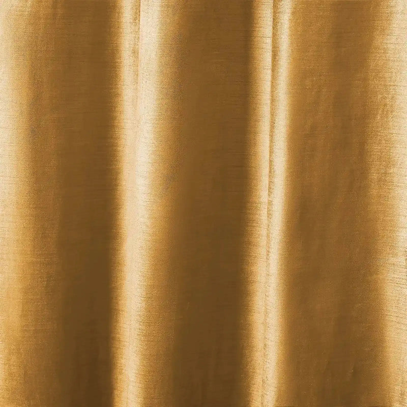 Photograph of shimmering golden bronze textile with elegant vertical folds creating lustrous highlights and subtle woven texture