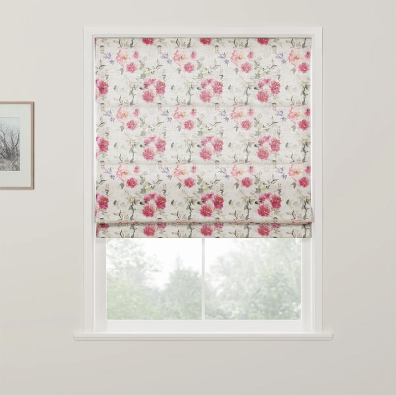 Holly Botanical Boho No-Drill Flat Fold Roman Blind Cordless