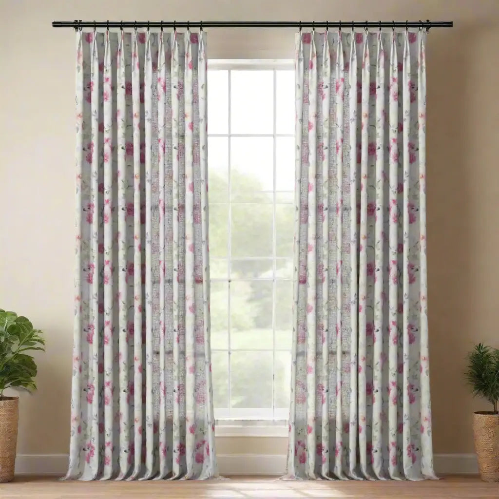 Holly Floral Pattern Boho Style Curtain Pleated?-TWOPAGES