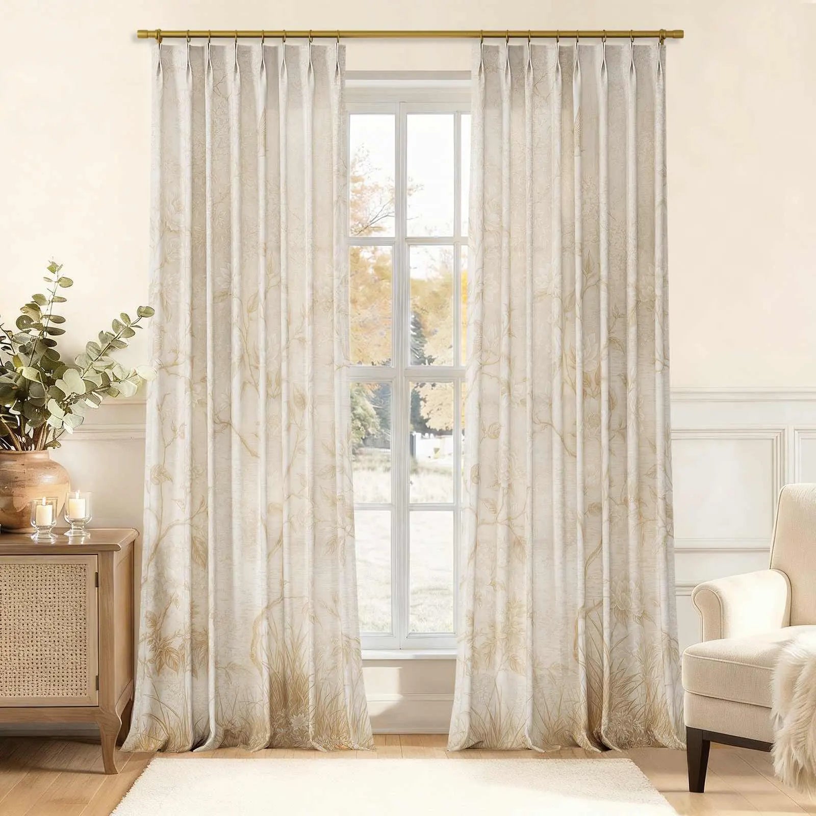 MS. MAVERICK MUSE x TWOPAGES Pastoral Printed Linen Cotton Pleated Curtains