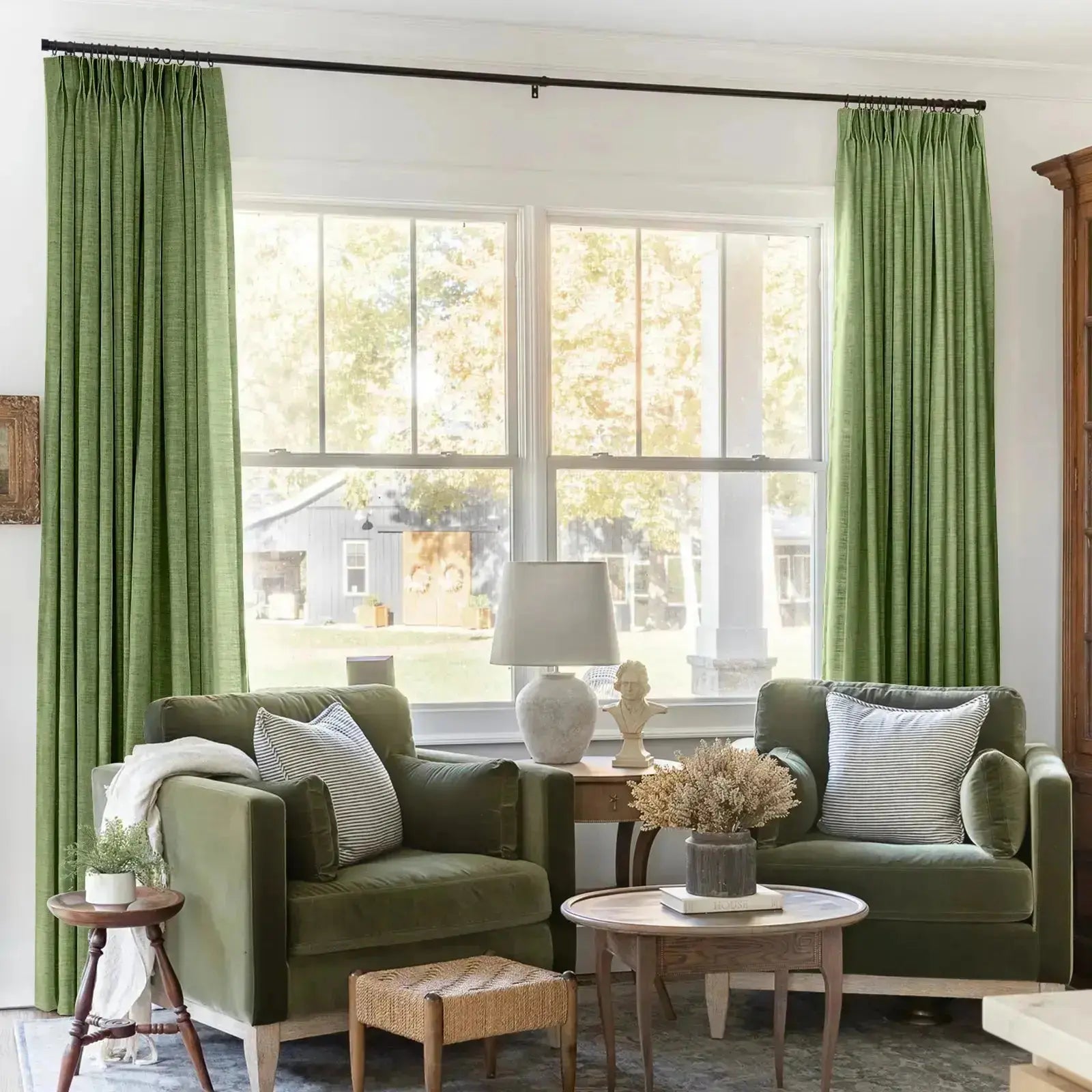 Liz Linen Blackout Curtains Pleated Drapery- -TWOPAGES