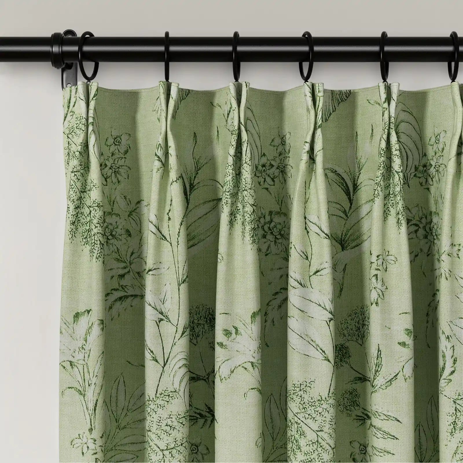 Holly Floral Pattern Boho Style Curtain Pleated?-TWOPAGES