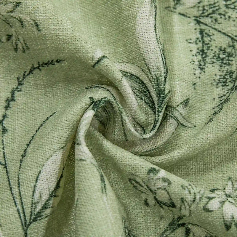 Holly Floral Pattern Boho Style Curtain Pleated?-TWOPAGES