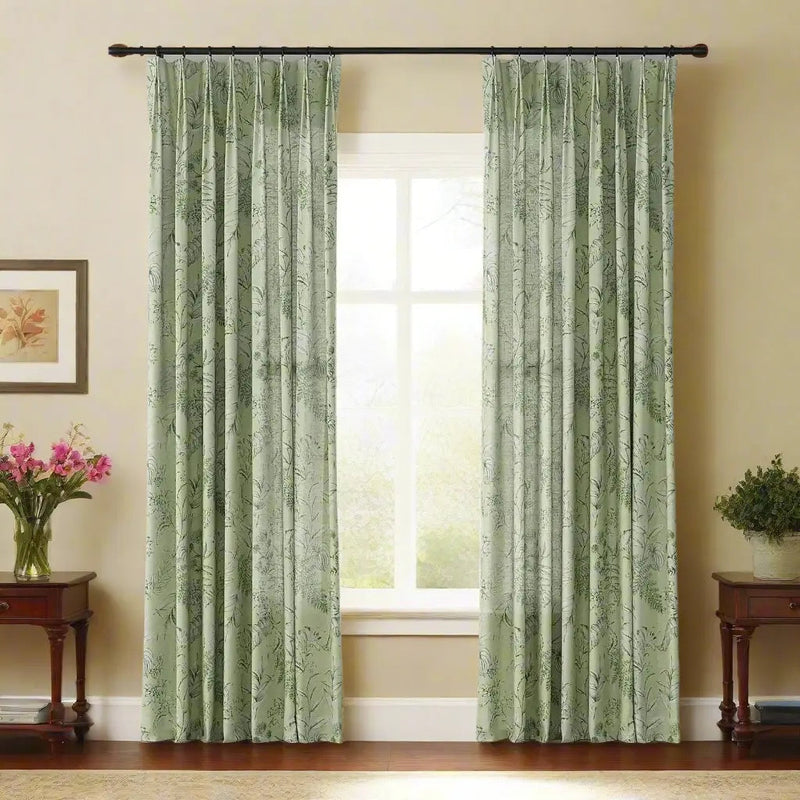 Holly Floral Pattern Boho Style Curtain Pleated?-TWOPAGES