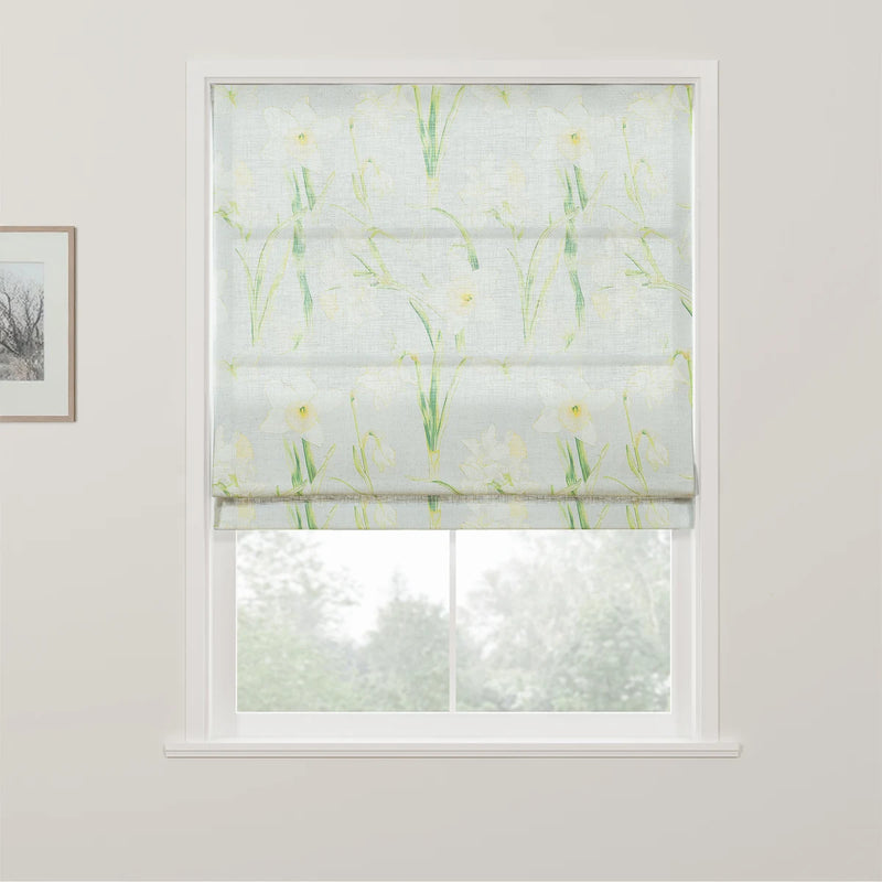 Holly Botanical Boho No-Drill Flat Fold Roman Blind Cordless