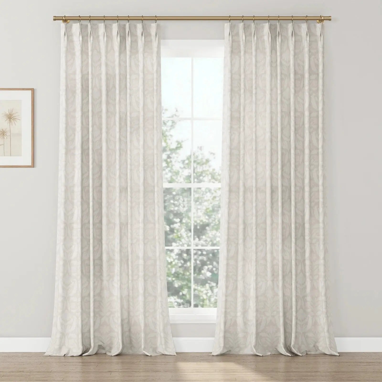 Leah Nicole Garden Botanical Cotton Print Drapery Pleated- -TWOPAGES