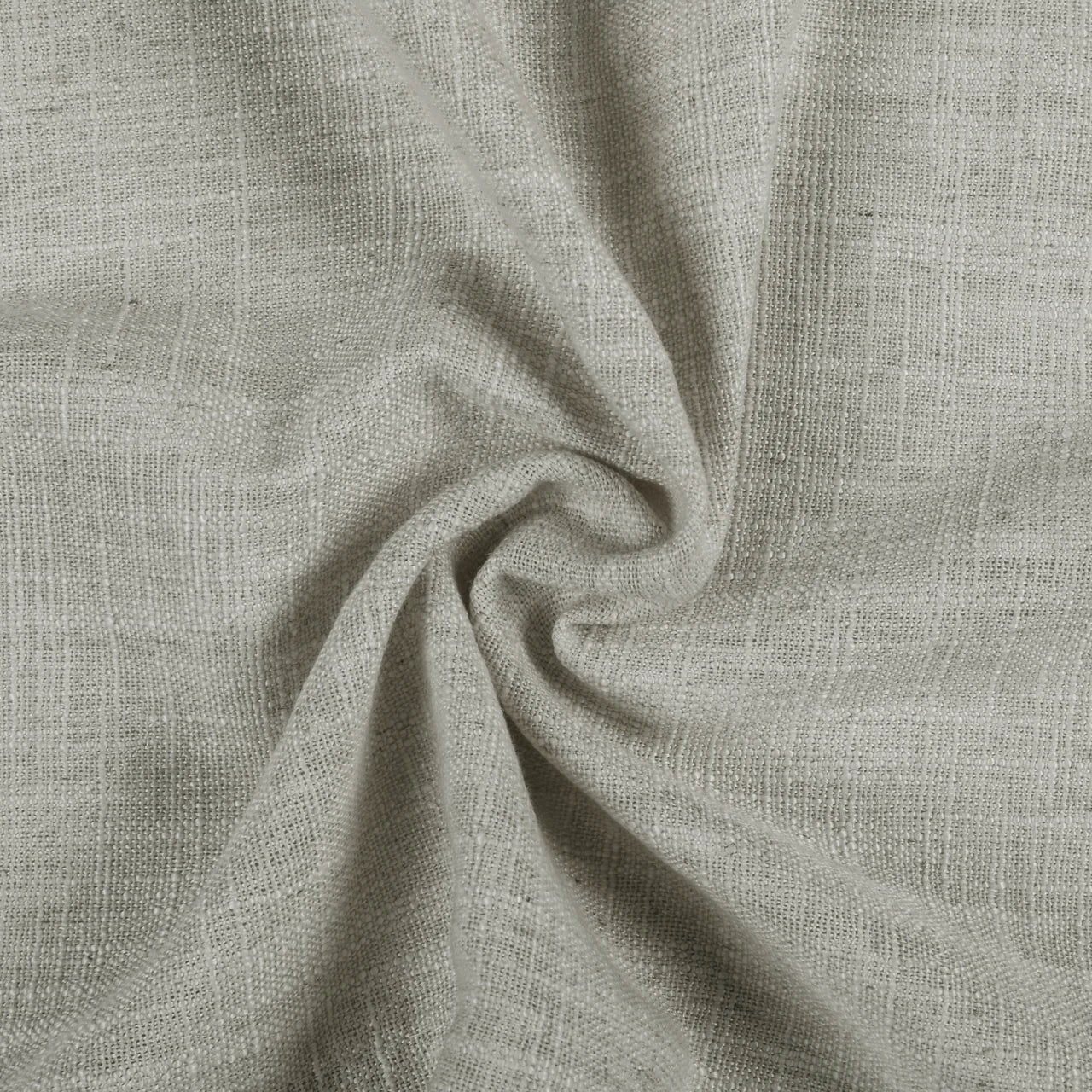 Grey Liz Linen Pleated Curtains soft linen weave gathered into a spiral close-up