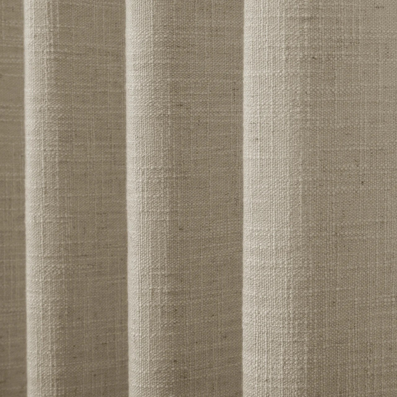 Grey Beige Liz Linen Pleated Curtains semi-sheer linen weave shown in vertical folds