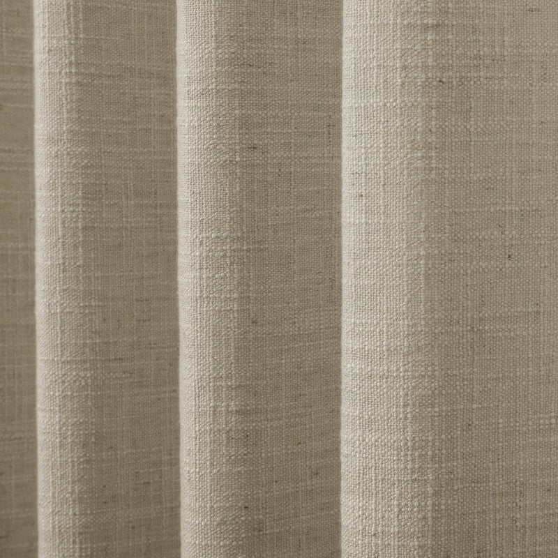 Grey Beige Liz Linen Pleated Curtains semi-sheer linen weave shown in vertical folds