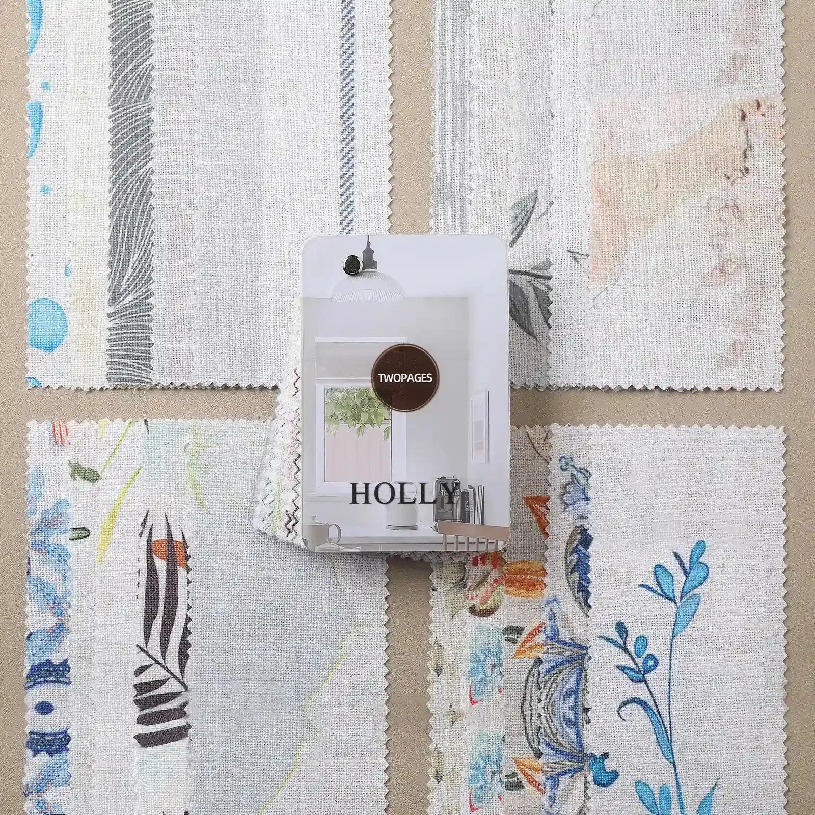Holly Floral Patterned fabric swatches and sample booklet