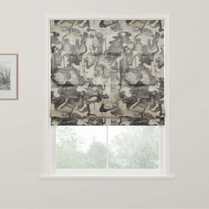 Holly Botanical Boho No-Drill Flat Fold Roman Blind Cordless