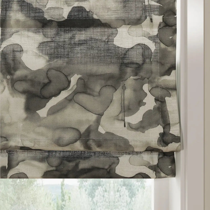 Holly Botanical Boho No-Drill Flat Fold Roman Blind Cordless