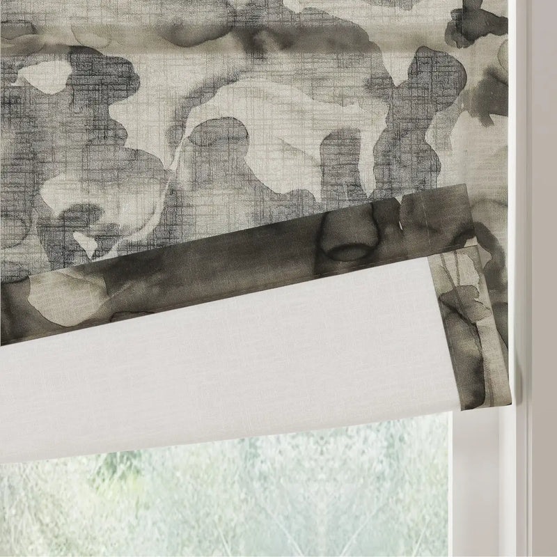 Holly Botanical Boho No-Drill Flat Fold Roman Blind Cordless