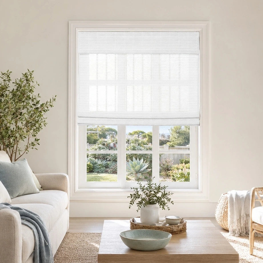 Rae Natural Ramie Flax Woven Wood Blinds - Series C