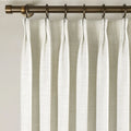 Ivory White Liz Linen Pleated Curtains triple pinch pleat heading on a bronze curtain rod
