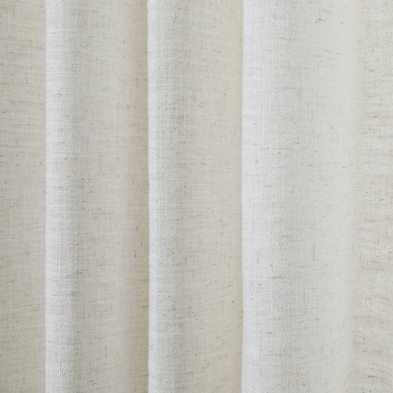 Ivory White Liz Linen Pleated Curtains semi-sheer linen weave shown in vertical folds