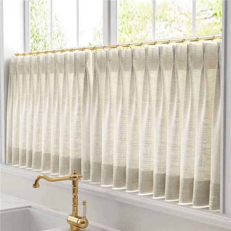 Liz Linen Pleated Cafe Curtains -TWOPAGES